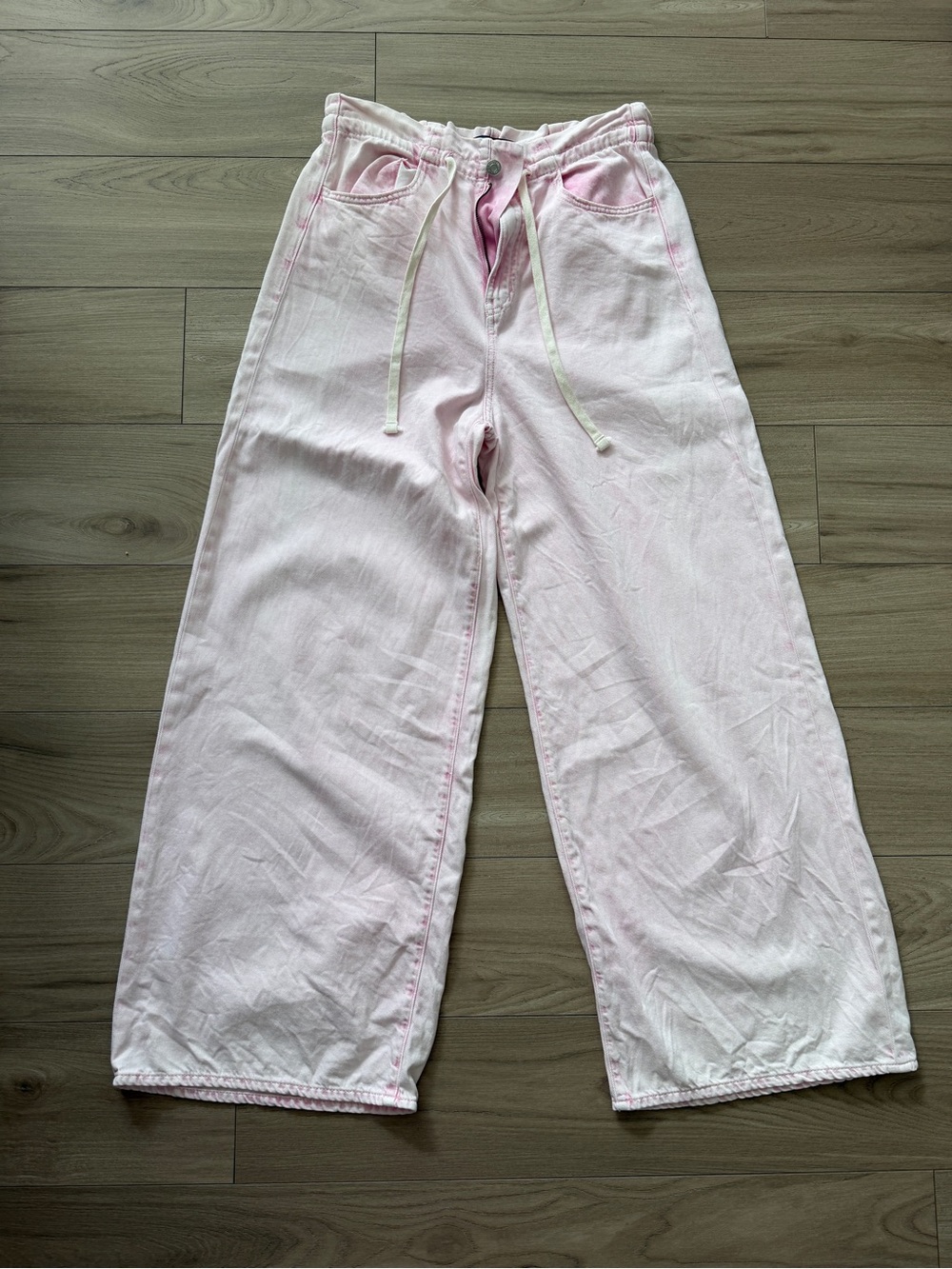 GAP Light Pink Wide Leg Drawstring Jeans